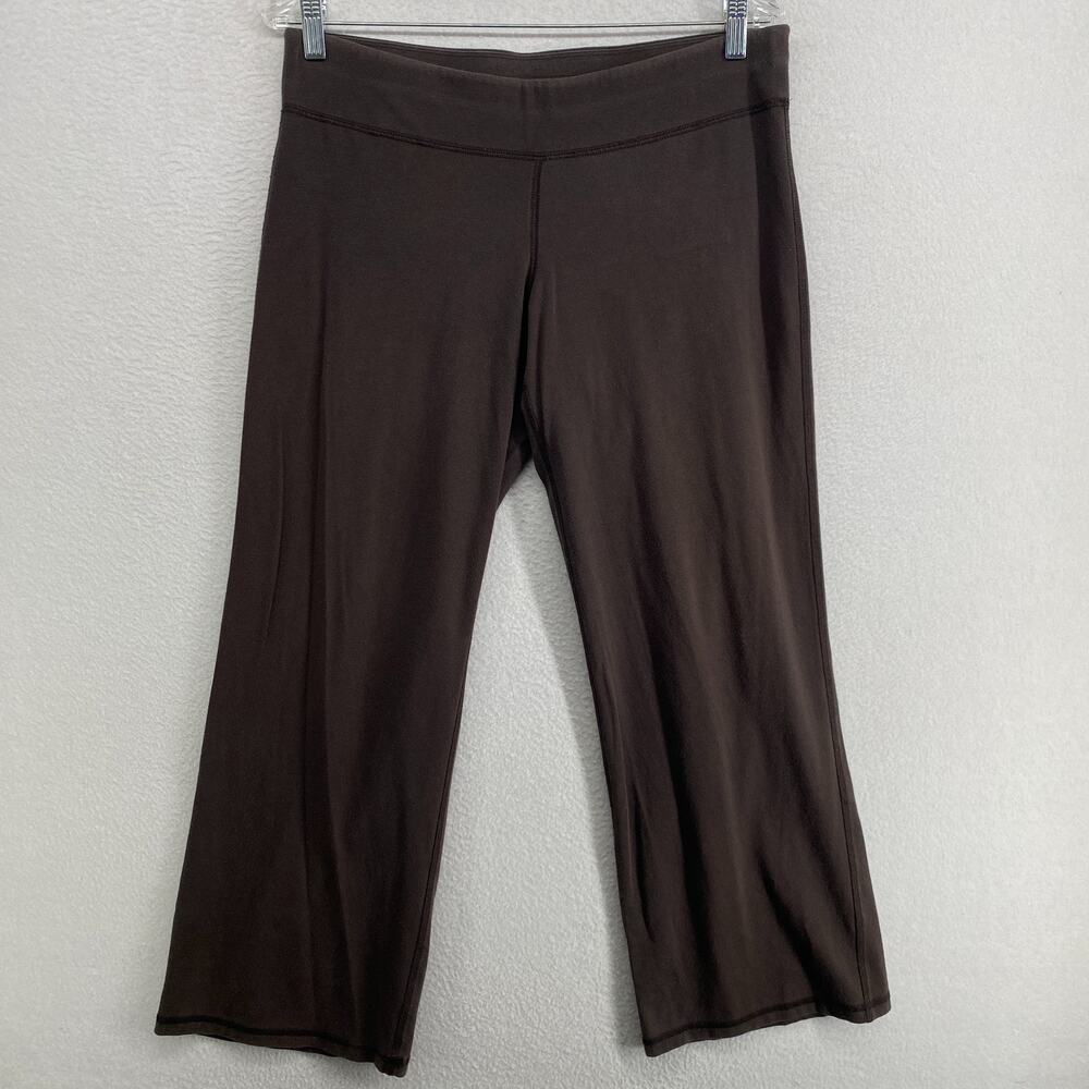 EILEEN FISHER Pants PM Stretch Organic Cotton Jersey Full Length Wide Brown USA